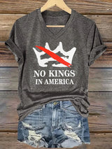 🔥Buy 3 Get 15% Off🔥V-neck Women's no kings in America Printed Casual T-Shirt
