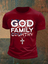 Men's God Family Country Printed Short-Sleeved T-Shirt
