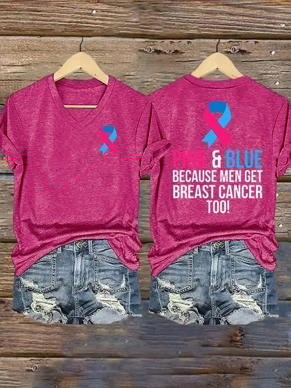 Women's  Casual Breast Cancer Print  T-Shirt