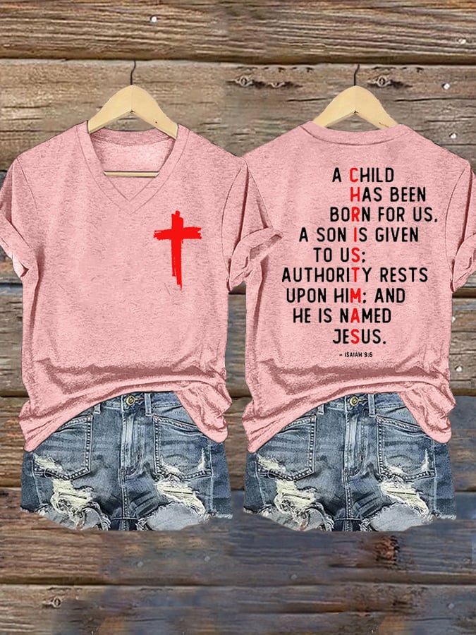 Women's Casual Printed V-Neck T-Shirt