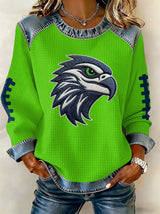 Women's rugby print long-sleeved sweatshirt