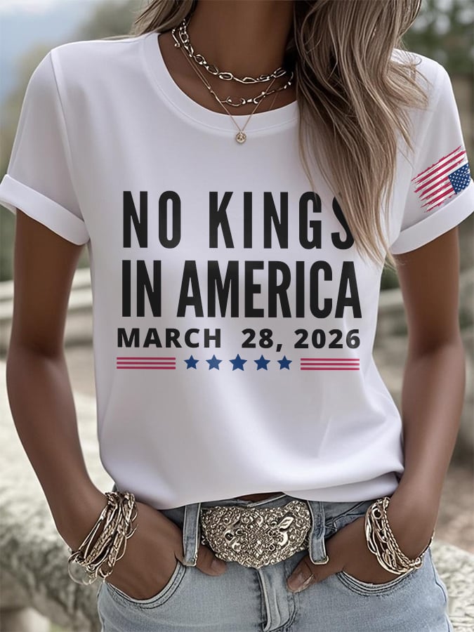 🔥Buy 3 Get 15% Off🔥Retro No Kings In America March 28 2026 Print T-Shirt