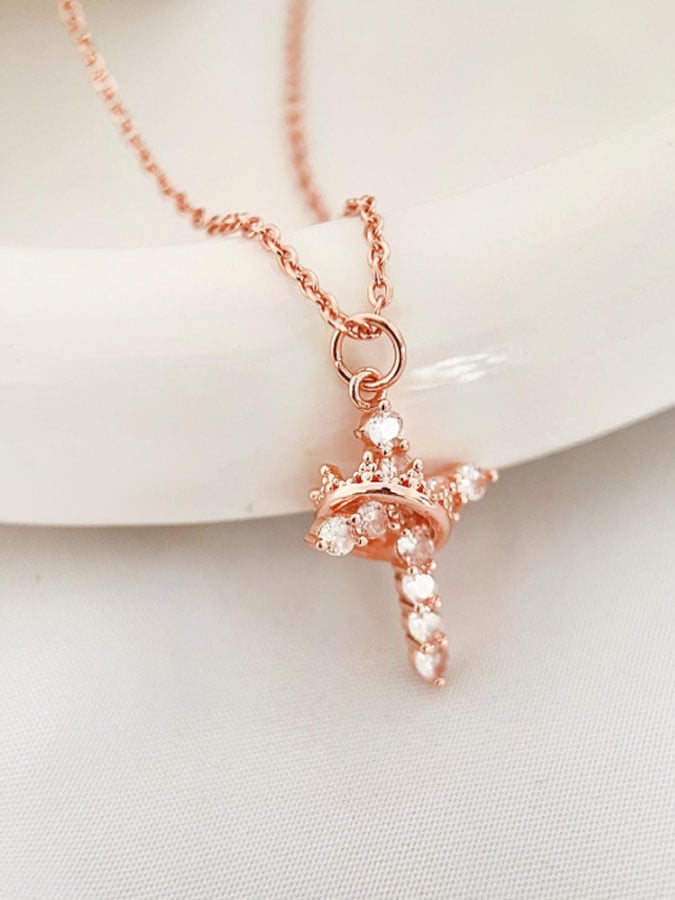 Rotatable Crown Cross Necklace