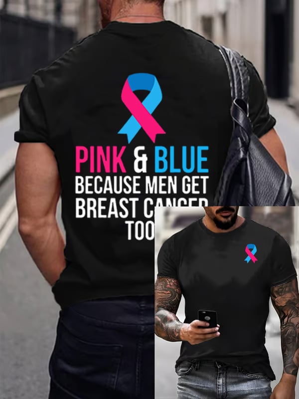 Men's  Casual Breast Cancer Print T-Shirt