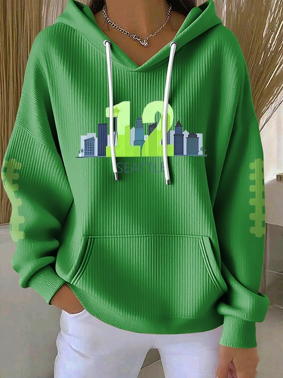 Women's Rugby Print Casual Hoodie