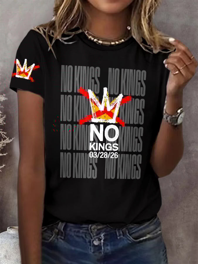 🔥Buy 3 Get 15% Off🔥Retro No Kings Day March 28 2026 Print T-Shirt