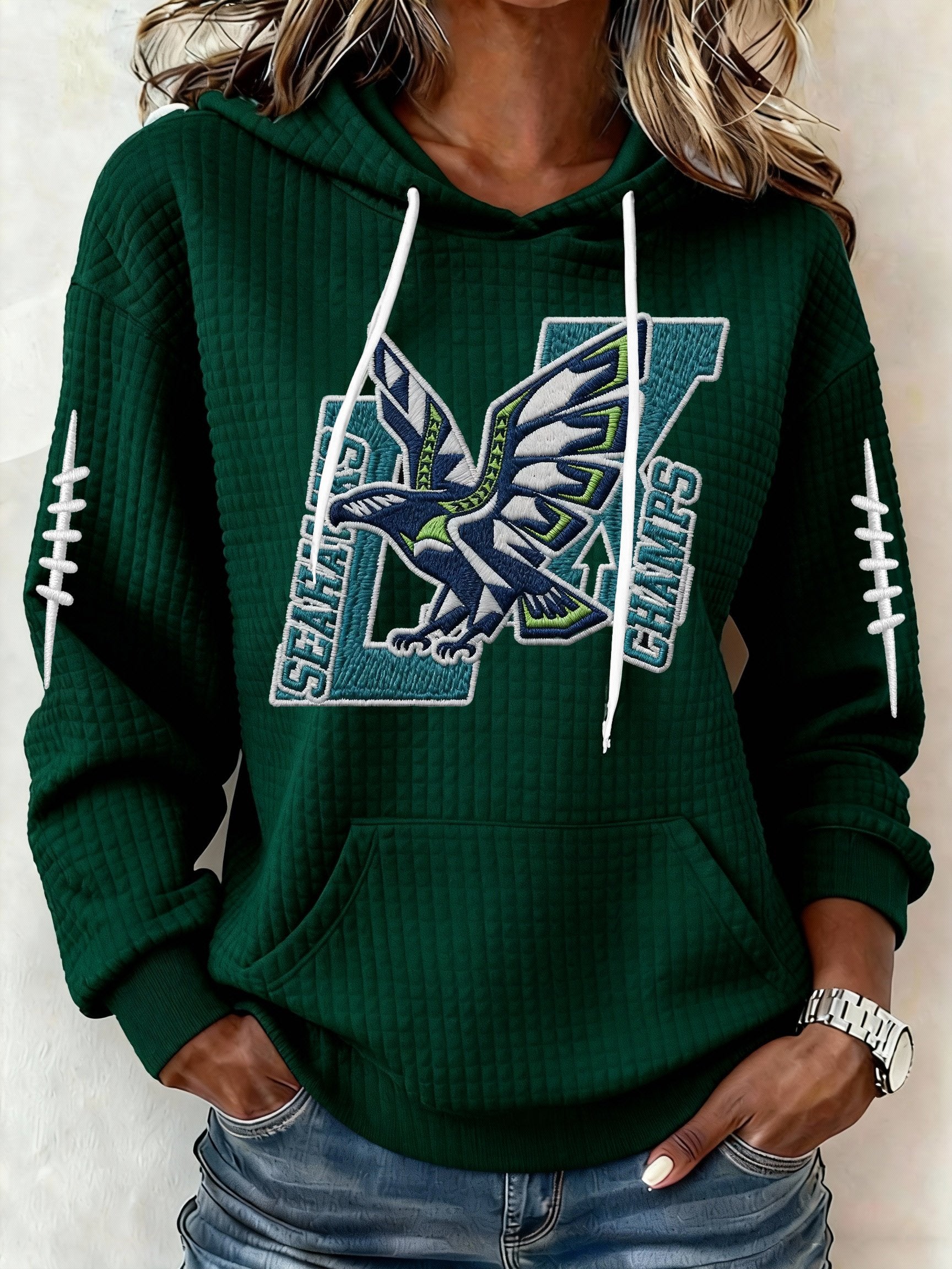 Women’s Football Graphic Waffle Knit Hoodie