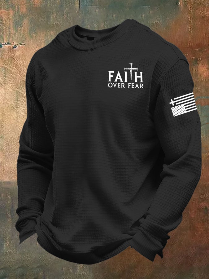 Men's Faith Over Fear Print Waffle T-Shirt