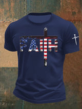 Men's Casual Flag Cross Faith T-Shirt