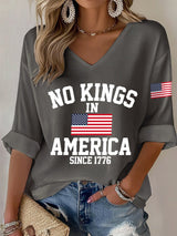 🔥Buy 3 Get 15% Off🔥V-Neck Retro No Kings In America Since 1776 Print T-Shirt