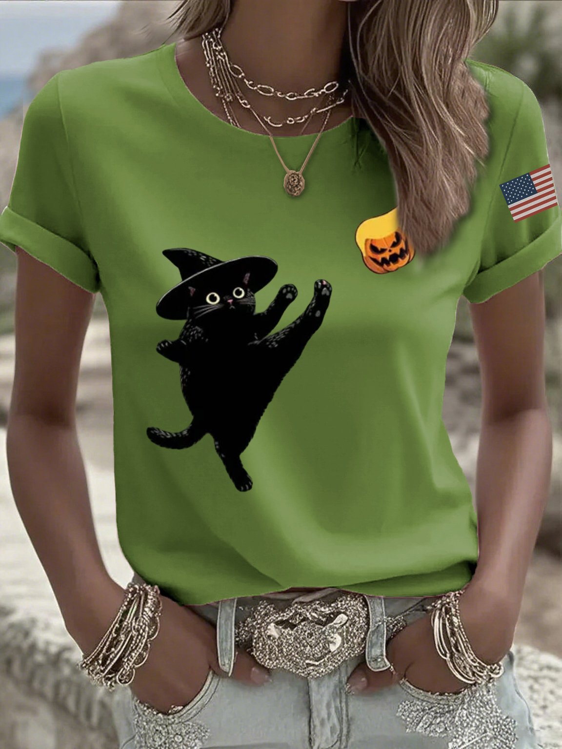 🔥Buy 3 Get 15% Off🔥Women's casual black cat FDT resistance T-shirt