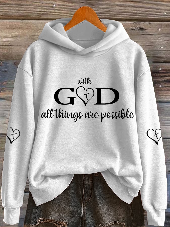 Women's With God All Things Are Possible Print Casual Sweatshirt