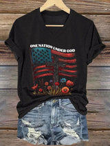 Women's Casual Faith Graphic Print V-Neck Short Sleeve T-Shirt