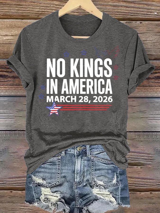 🔥Buy 3 Get 15% Off🔥Women's  NO KINGS IN AMERICA  Print  T-Shirt