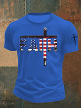 Men's Casual Flag Cross Faith T-Shirt