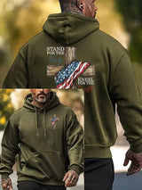 Men's Stand For The Flag Kneel For The Cross Printed Casual  Hoodie