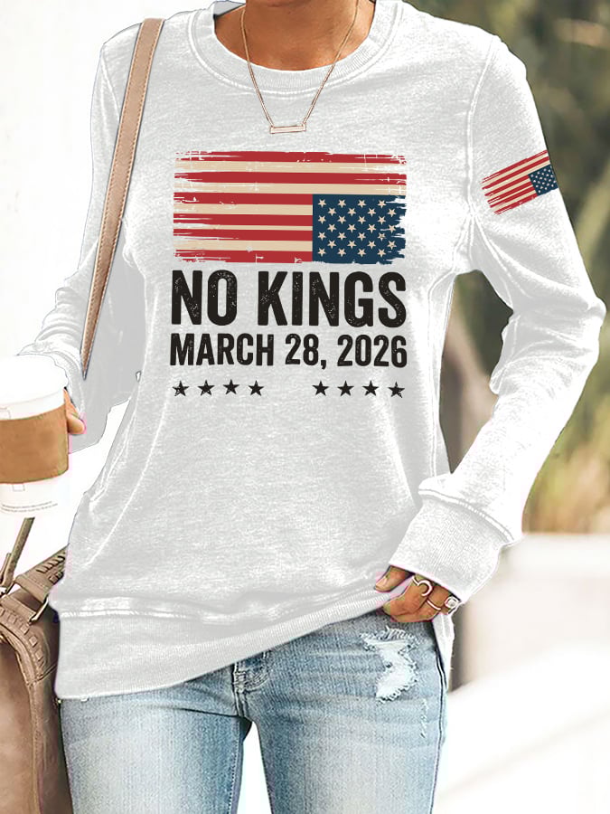 🔥Buy 3 Get 15% Off🔥Retro No Kings Day March 28 2026 Print Sweatshirt