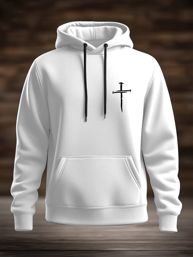 Men's Casual Retro Contrast Color Faith Hoodie