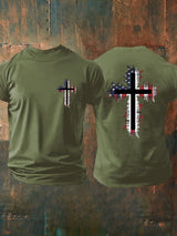 Men's Casual Flag Cross Faith T-Shirt