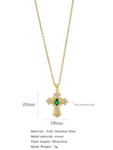 Fashionable Colorful Zircon Cross Necklace For Men And Women