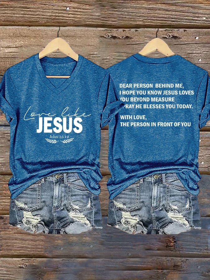 Women's Love Like Jesus Print Casual  T-Shirt