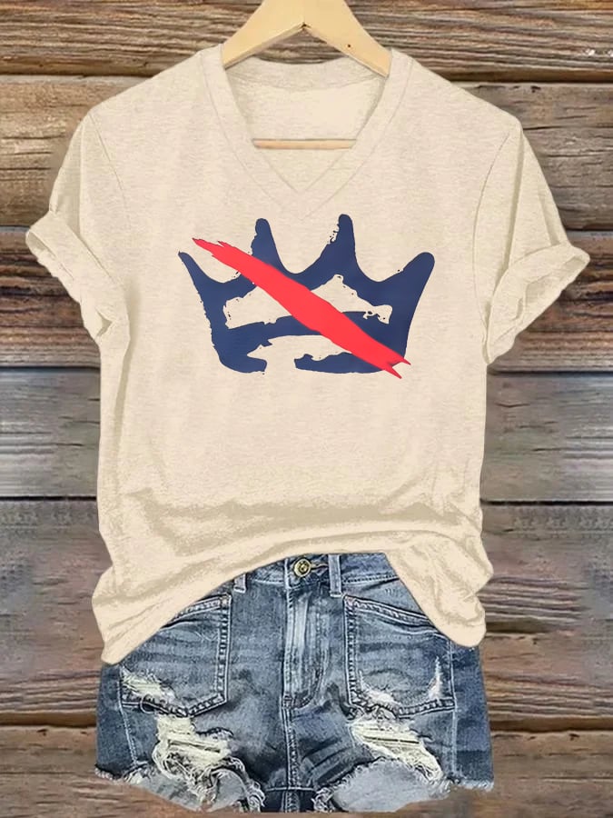 🔥Buy 3 Get 15% Off🔥V-neck Women's  America has no kings Printed Casual T-Shirt