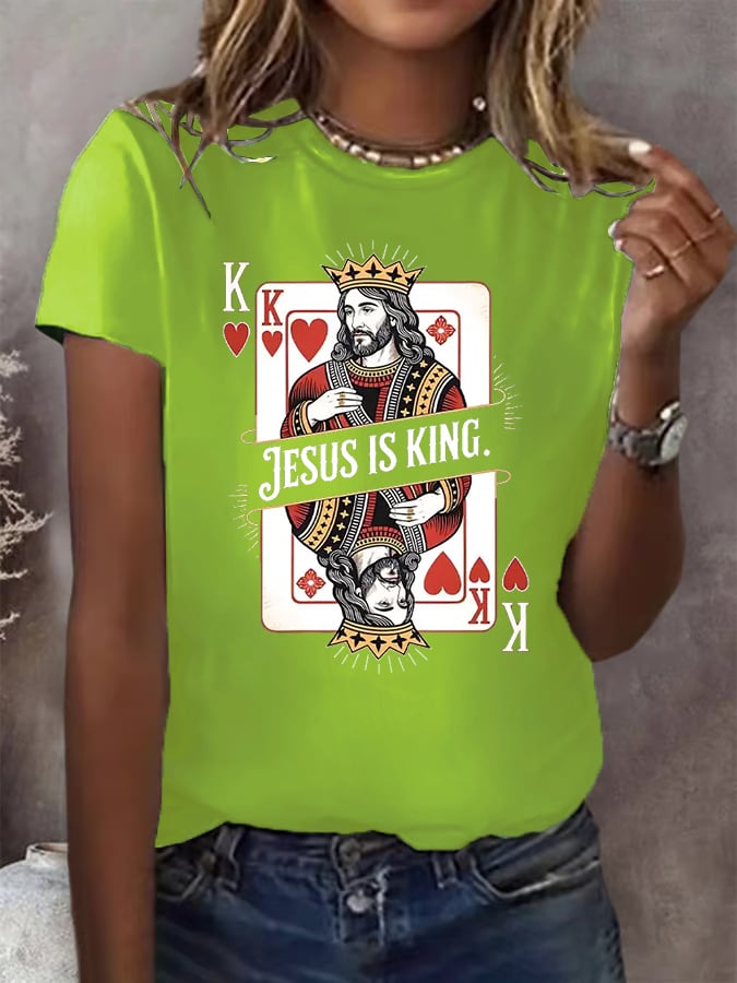 Women's  Jesus Is King Christian  Print  T-shirt