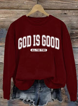 Women's God Is Good All The Time Print Casual Sweatshirt