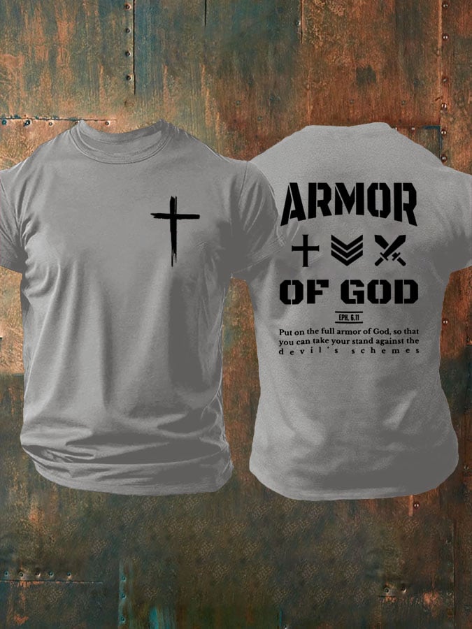 🔥Buy 3 Get 15% Off🔥Men's Christian Armor of God Front and back Design Casual T-Shirt