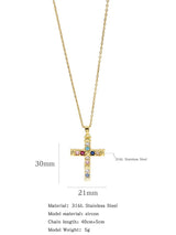 Fashionable Colorful Zircon Cross Necklace For Men And Women