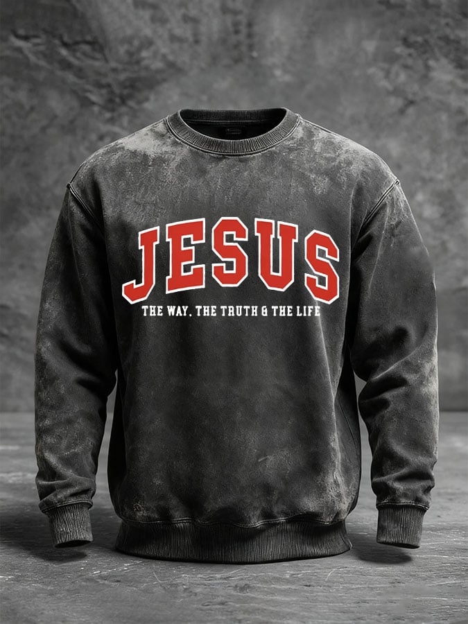 Men's JESUS THE WAY. THE TRUTH & THE LIFE. Print Casual Sweatshirt