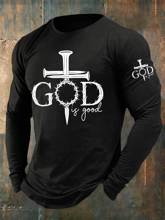 🔥Buy 3 Get 15% Off🔥Men's casual faith in a kind God printed long-sleeved T-shirt