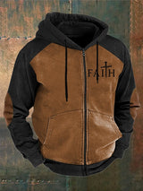 Men's Faith Cross Print Zip-Up Hoodie