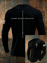 Men's Jesus The Way The Truth The Life John 14:6 Christian Cross Long Sleeve T-shirt