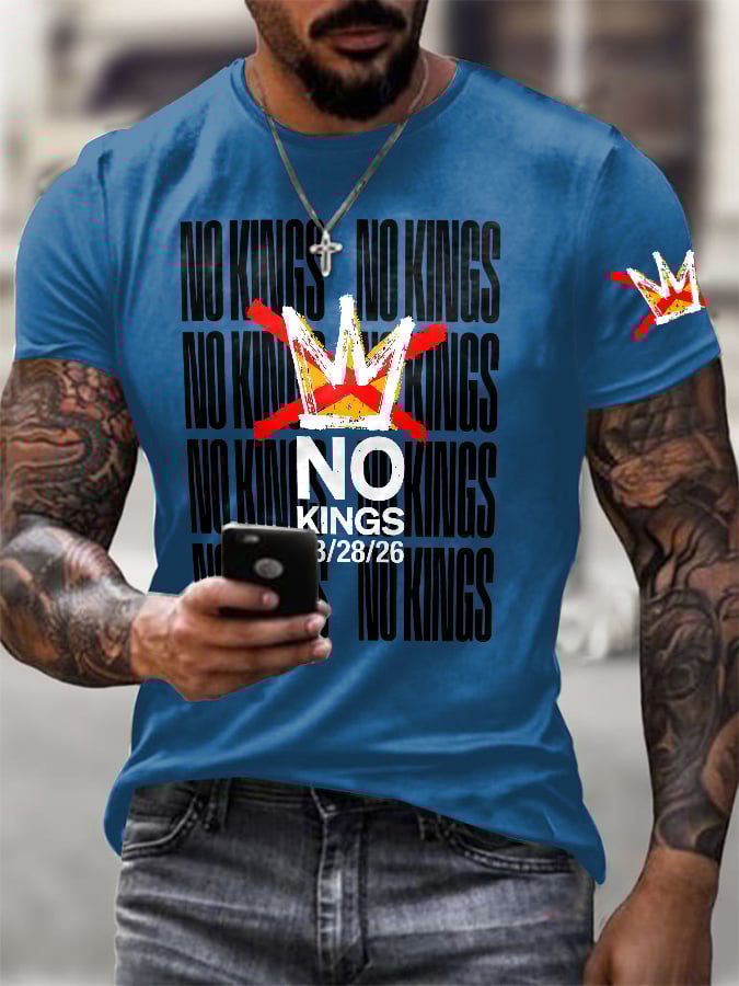 🔥Buy 3 Get 15% Off🔥Men's No Kings Day March 28 2026 Print T-Shirt