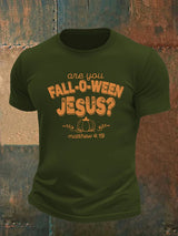 Men's are you FALL-O-WEEN JESUS print casual T-shirt