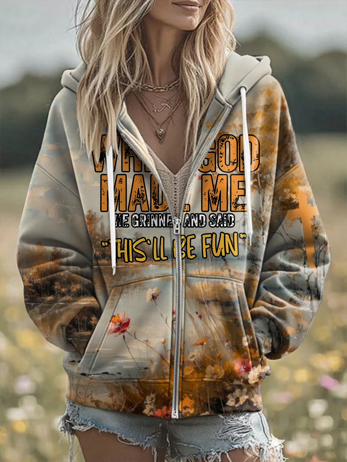 Women'S Casual Autumn Faith Print Hoodie