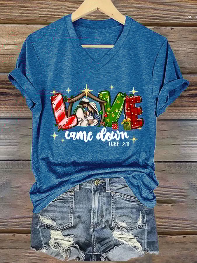 Women'S Casual Faith "Love Has Come" Printed Short-Sleeved T-Shirt