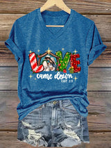 Women'S Casual Faith "Love Has Come" Printed Short-Sleeved T-Shirt