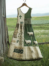 Women's Cute Lamb In The Grassland Sleeveless Round Neck Dress