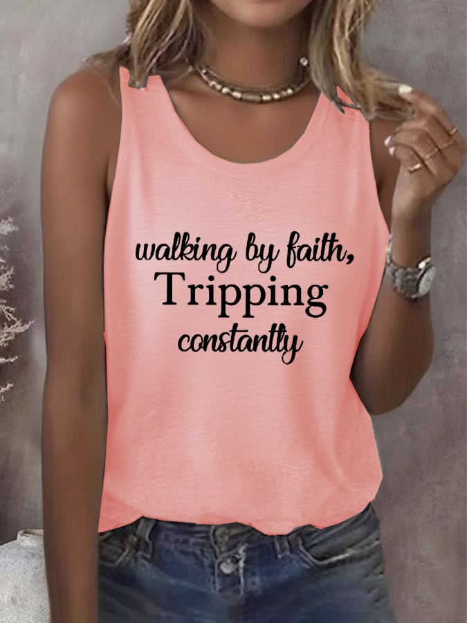 Women's Walking By Faith Tripping Constantly Print Vest
