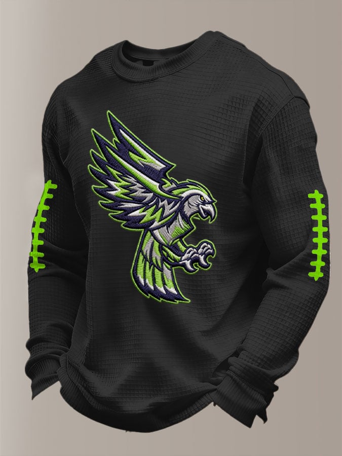 Men's Football Waffle Fabric Long-sleeved T-shirt