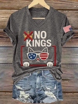 🔥Buy 3 Get 15% Off🔥Women's No Kings Print V Neck T-shirt