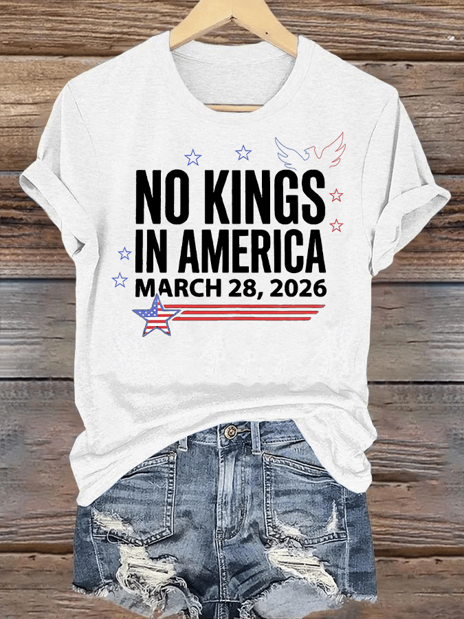 🔥Buy 3 Get 15% Off🔥Women's  NO KINGS IN AMERICA  Print  T-Shirt
