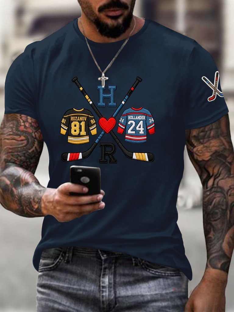 Men's Hockey Romance Print T-Shirt