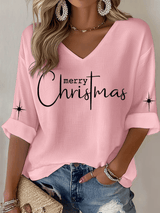 Women's Christmas Faith Print Waffle Long Sleeve T-Shirt