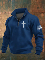 Men's Vintage Faith Cross Print Sweatshirt