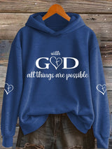 Women's With God All Things Are Possible Print Casual Sweatshirt