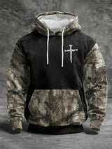 Men's Casual Retro Print Long Sleeve Hooded Sweatshirt