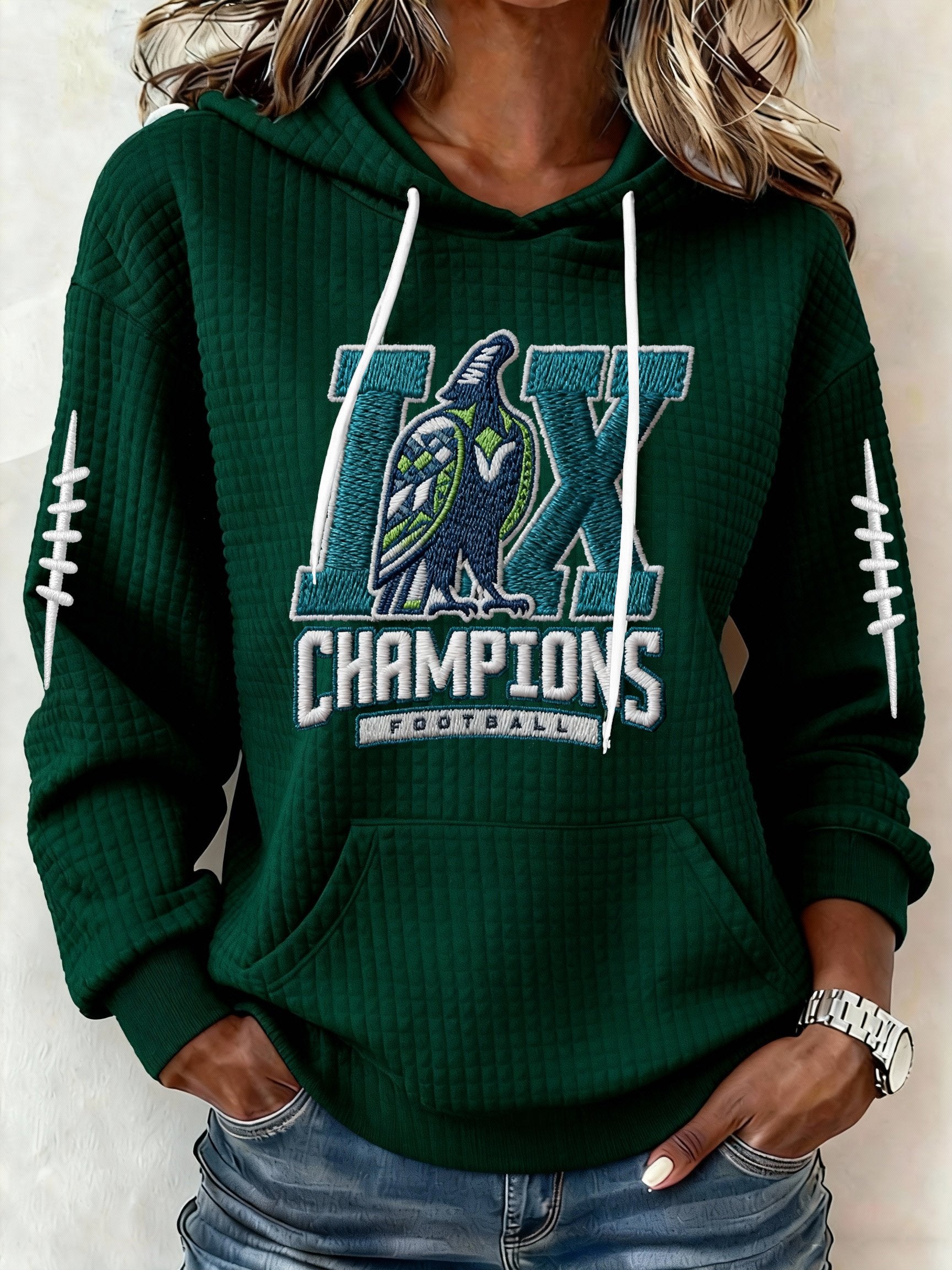 Women’s Football Graphic Waffle Knit Hoodie
